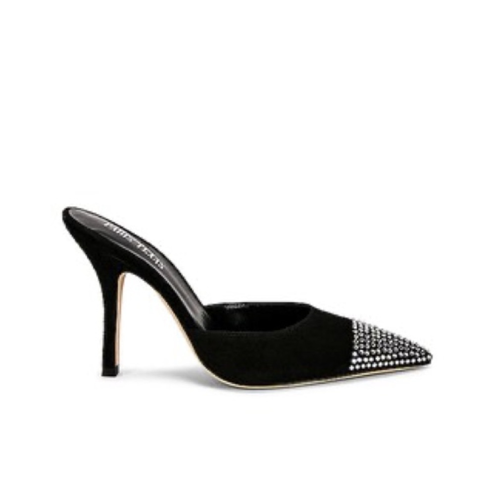 NWT Paris Texas Black Suede Holly Cherry 95 Mule Heels 38